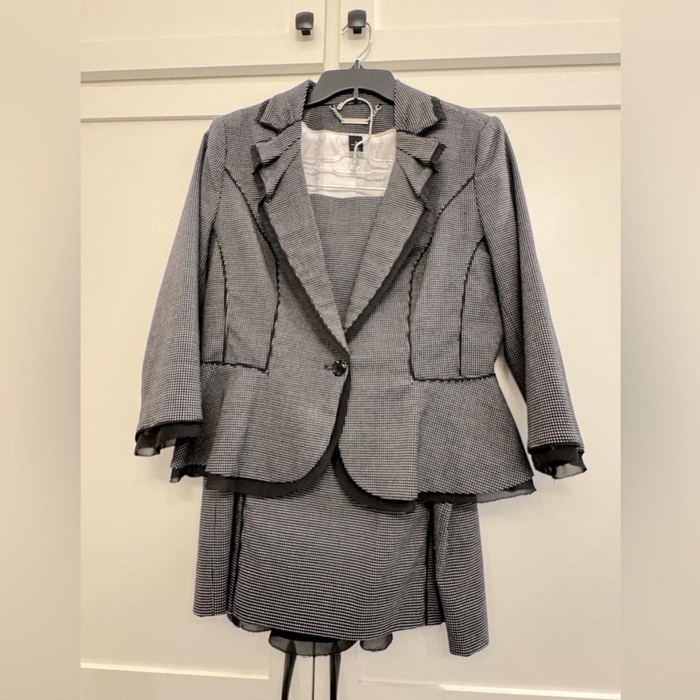 White House Black Market Black and White Polkadot Suit Set